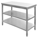 Nerūsējošā tērauda centrālais galds ar 2 plauktiem Mega-M S-100 cm G-60 cm H-85 cm N