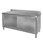 Nerūsējošā tērauda galds pie sienas ar skapi Mega-M S-160 cm G-70 cm H-85 cm N