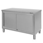 Nerūsējošā tērauda centrālais galds ar skapi Mega-M S-120 cm G-60 cm H-85 cm N