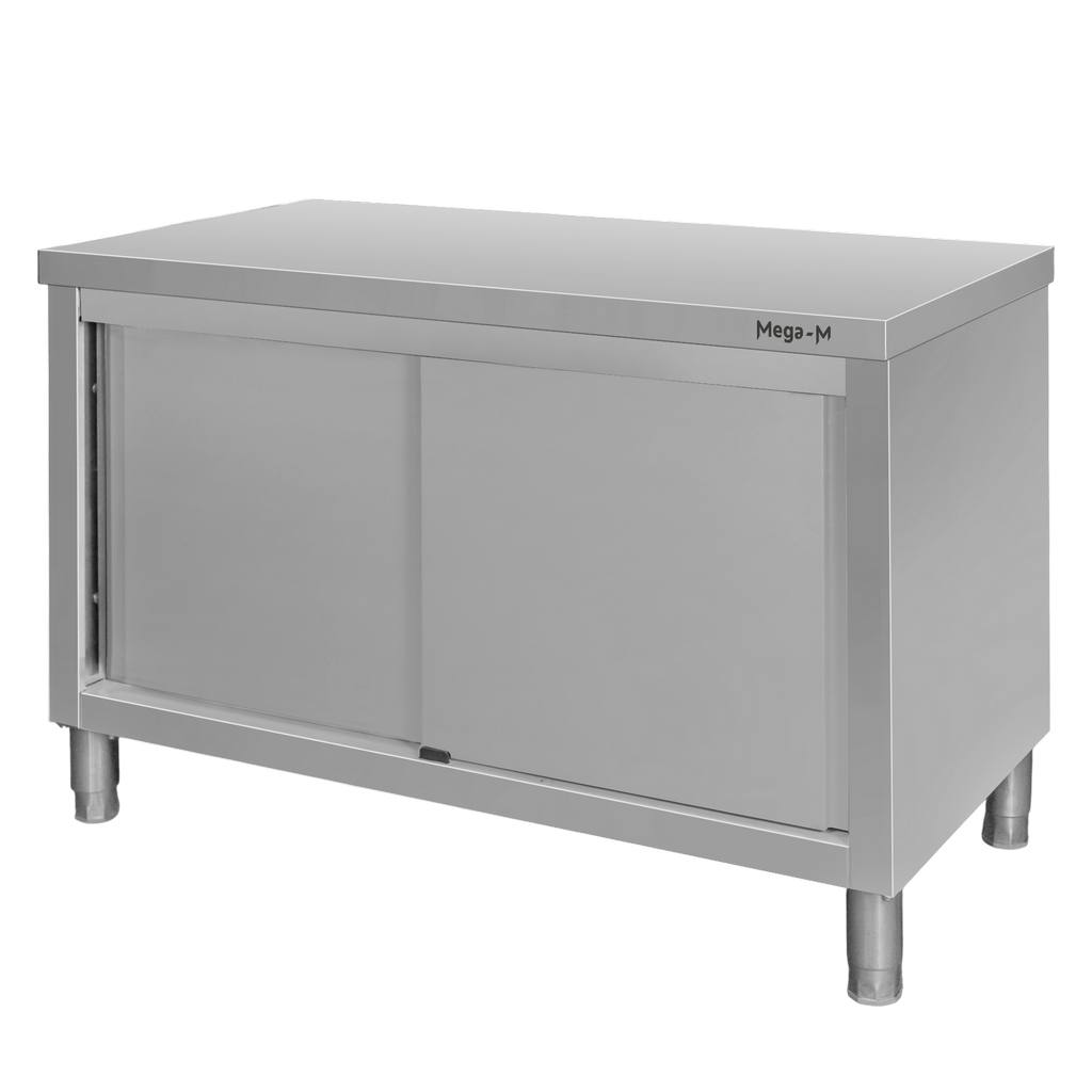 11112025691349cb10ffa.jpeg Nerūsējošā tērauda centrālais galds ar skapi Mega-M S-120 cm G-60 cm H-85 cm N - Image 1