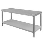Nerūsējošā tērauda centrālais galds ar plauktu Mega-M S-150 cm G-60 cm H-85 cm N