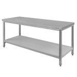Nerūsējošā tērauda centrālais galds ar plauktu Mega-M S-160 cm G-60cm H-85 cm N