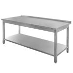Nerūsējošā tērauda galds pie sienas ar plauktu metināts Mega-M S-200 cm G-70 cm H-85 cm N