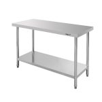 Nerūsējošā tērauda centrālais galds ar plauktu Mega-M STANDARD S-120 cm G-60 cm H-85 cm N