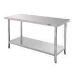 Nerūsējošā tērauda centrālais galds ar plauktu Mega-M STANDARD S-150 cm G-60 cm H-85 cm N