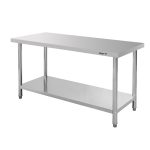 Nerūsējošā tērauda centrālais galds ar plauktu Mega-M STANDARD S-160 cm G-60 cm H-85 cm N