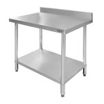 Nerūsējošā tērauda galds pie sienas ar plauktu Mega-M STANDARD S-100 cm G-70 cm H-85 cm N