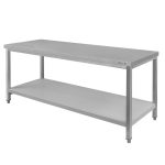 Nerūsējošā tērauda centrālais galds ar plauktu Mega-M S-180 cm G-70 cm H-85 cm N