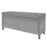 Nerūsējošā tērauda centrālais galds ar skapi Mega-M S-180 cm G-70 cm H-85 cm N