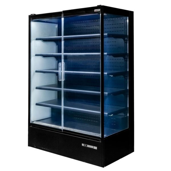 Aukstuma vitrīna Mega-M HUGO PLUS IC L-131 cm G-74 cm H-201 cm black caurspīdīgas durvis N