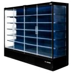 Aukstuma vitrīna Mega-M HUGO PLUS IC L-256 cm G-74 cm H-201 cm black caurspīdīgas durvis N