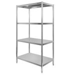 Nerūsējošā tērauda skrūvējams plaukts ar 4 plauktiem Mega-M S-100 cm G-40 cm H-180 cm N