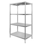 Nerūsējošā tērauda skrūvējams plaukts ar 4 plauktiem Mega-M S-80 cm G-60 cm H-180 cm N