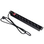 Rack 19" strāvas sadalītājs, 8 ligzdas, N standarta kontaktdakša