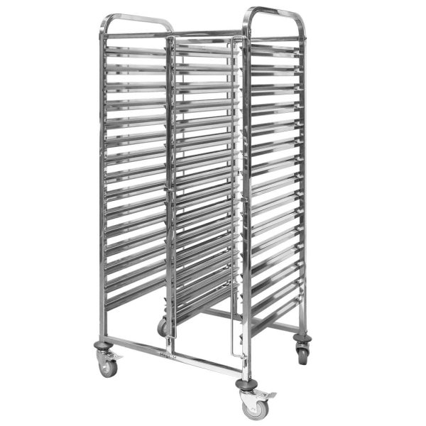 Nerūsējošā tērauda transportēšanas ratiņi dubultie GN traukiem 30- plaukti Mega-M S-74 cm G-55 cm H-170 cm N