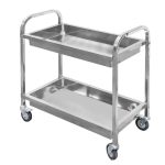 Viesmīļu ratiņi no nerūsējošā tērauda 2-plauktu dziļi Mega-M S-85 cm G-45 cm H-90 cm N