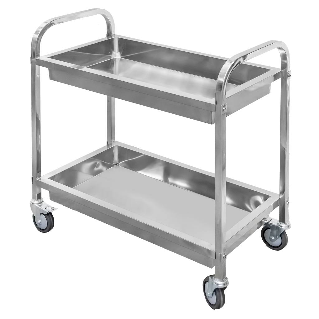 1111202569135a29a8a4c.jpeg Viesmīļu ratiņi no nerūsējošā tērauda 2-plauktu dziļi Mega-M S-95 cm G-50 cm H-95 cm N - Image 1