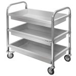 Viesmīļu ratiņi no nerūsējošā tērauda 3-plauktu dziļie Mega-M S-85 cm G-45 cm H-90 cm N