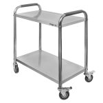 Viesmīļu ratiņi no nerūsējošā tērauda ar 2 plauktiem Mega-M STANDARD S-85 cm G-45 cm H-90 cm N