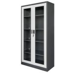 Metāla biroja skapis Mega-M WENUS W-07 dokumentiem stiklotām durvīm grafīta / pelēka priekšpuse P- 90 cm D- 40 cm A-185 cm skrūvējams N