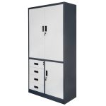 Metāla biroja skapis Mega-M WENUS W-12 dokumentiem ar atvilktnēm grafīta / pelēka priekšpuse S- 90 cm G- 40 cm H-185 cm saskrūvējams N