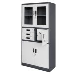 Metāla biroja skapis Mega-M WENUS W-15 dokumentiem stiklots ar seifu grafīta / pelēka priekšpuse S- 90 cm G- 40 cm H-185 cm skrūvējams N