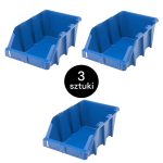 Noliktavas konteiners Mega-M darbnīcas kaste XL plastmasas 265x420x168 mm zils (3 gab. komplekts) N