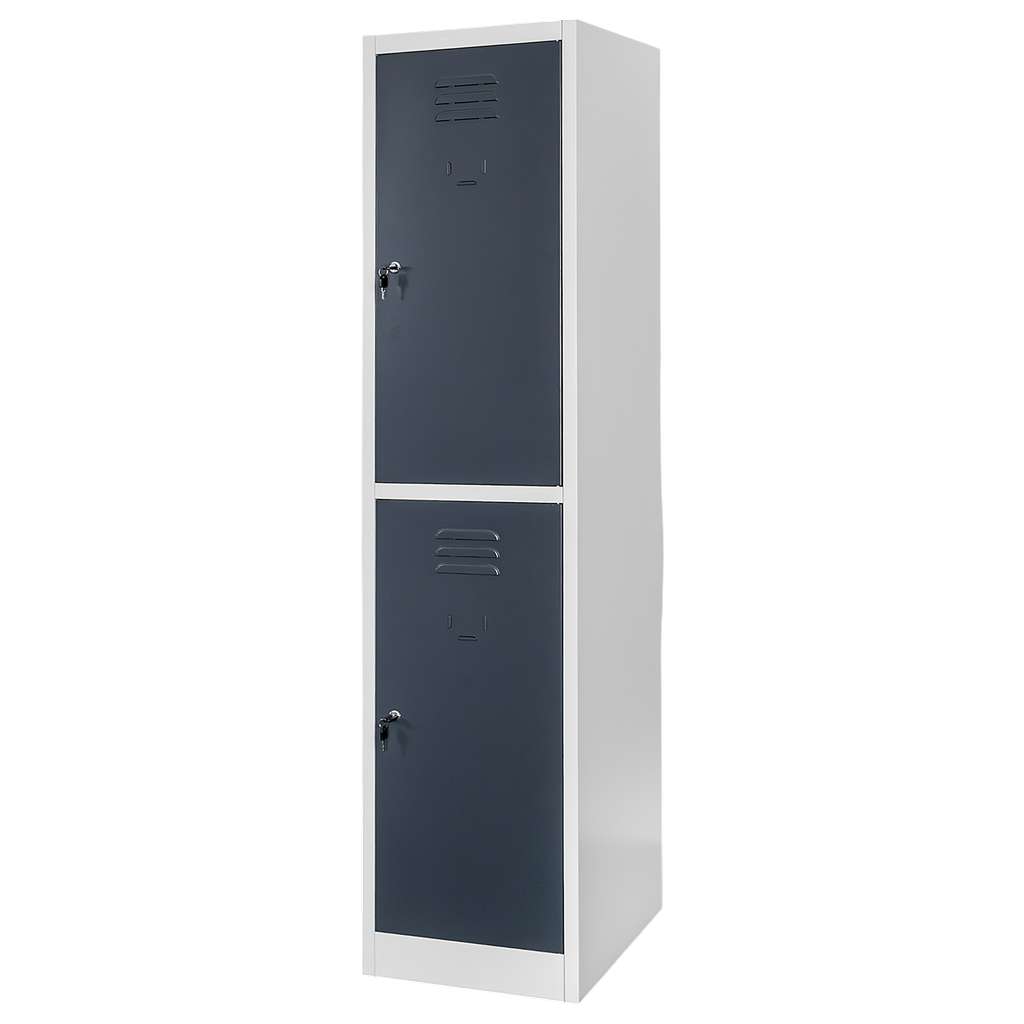 1111202569135ac84d15f.jpeg Metāla garderobes skapis Mega-M J-40/2 2-durvju pelēks/ grafīta priekšpuse S-40 cm G-50 cm H-180 cm skrūvējams N - Image 1