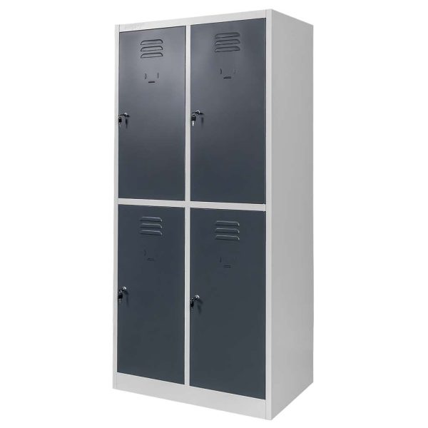 Ģērbtuves skapis ar nodalījumiem Mega-M J-80/4 4 durvju pelēks/ grafīta priekšpuse S-80 cm G-50 cm H-180 cm skrūvējams N