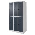 Metāla ģērbtuves skapis Mega-M J-90/6 6 durvju pelēks/ grafīta priekšpuse S-90 cm G-50 cm H-180 cm skrūvējams N