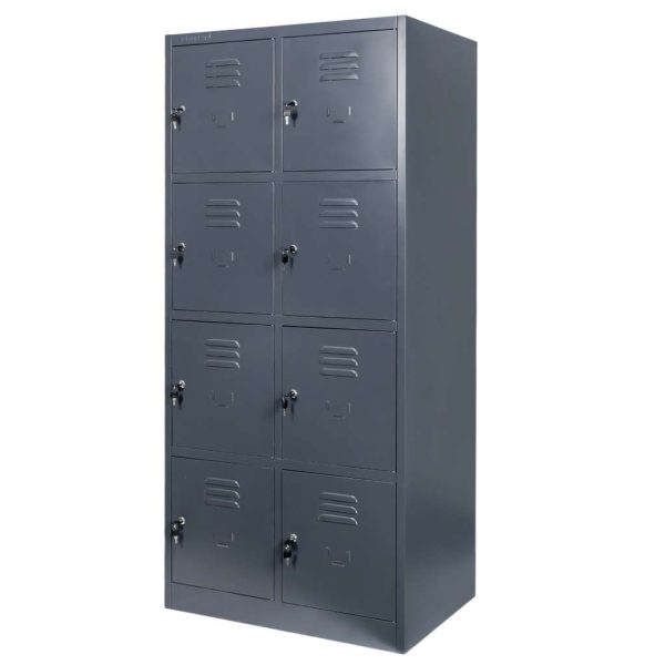 Garderobes skapis Mega-M J-80/8 8 durvju grafīta S-80 cm G-50 cm H-180 cm skrūvējams N