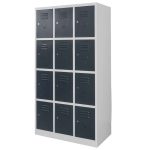 BHP nodalījumu skapis Mega-M J-90/12 12 durvju pelēks/ grafīta priekšpuse P-90 cm D-50 cm A-180 cm skrūvējams N