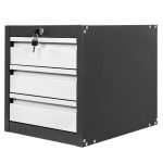 Instrumentu skapis Mega-M darba galdiem 3 atvilktnes S-37 cm x G-48,6 cm x H-50 cm system 01 grafīta/pelēka priekšpuse N