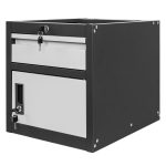 Instrumentu skapis Mega-M darba galdiem 1 atvilktne + 1 skapītis ar durvīm P-37 cm x D-48,6 cm x A-50 cm system 01 grafīts/pelēka fasāde N