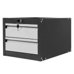 Instrumentu skapis Mega-M darba galdiem 2 atvilktnes S-37 cm x G-48,6 cm x H-34 cm sistēma 01 grafīts/pelēka priekšpuse N