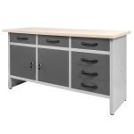 Darba galds Mega-M HANDYMAN S-160cm x G-60 cm x H-85 cm 6 atvilktnes + 2 durvis grafīta N