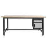 Darba galds Mega-M S-180 cm +skapis ar durvīm 1 atvilktne sistēma 01 grafīts/pelēka fronte N