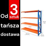 Noliktavas plaukts ar 4 plauktiem Mega-M FORTIS LIGHT H-200 cm L-192,5 cm G-50 cm papildus modulis (piegāde uz paletes) N