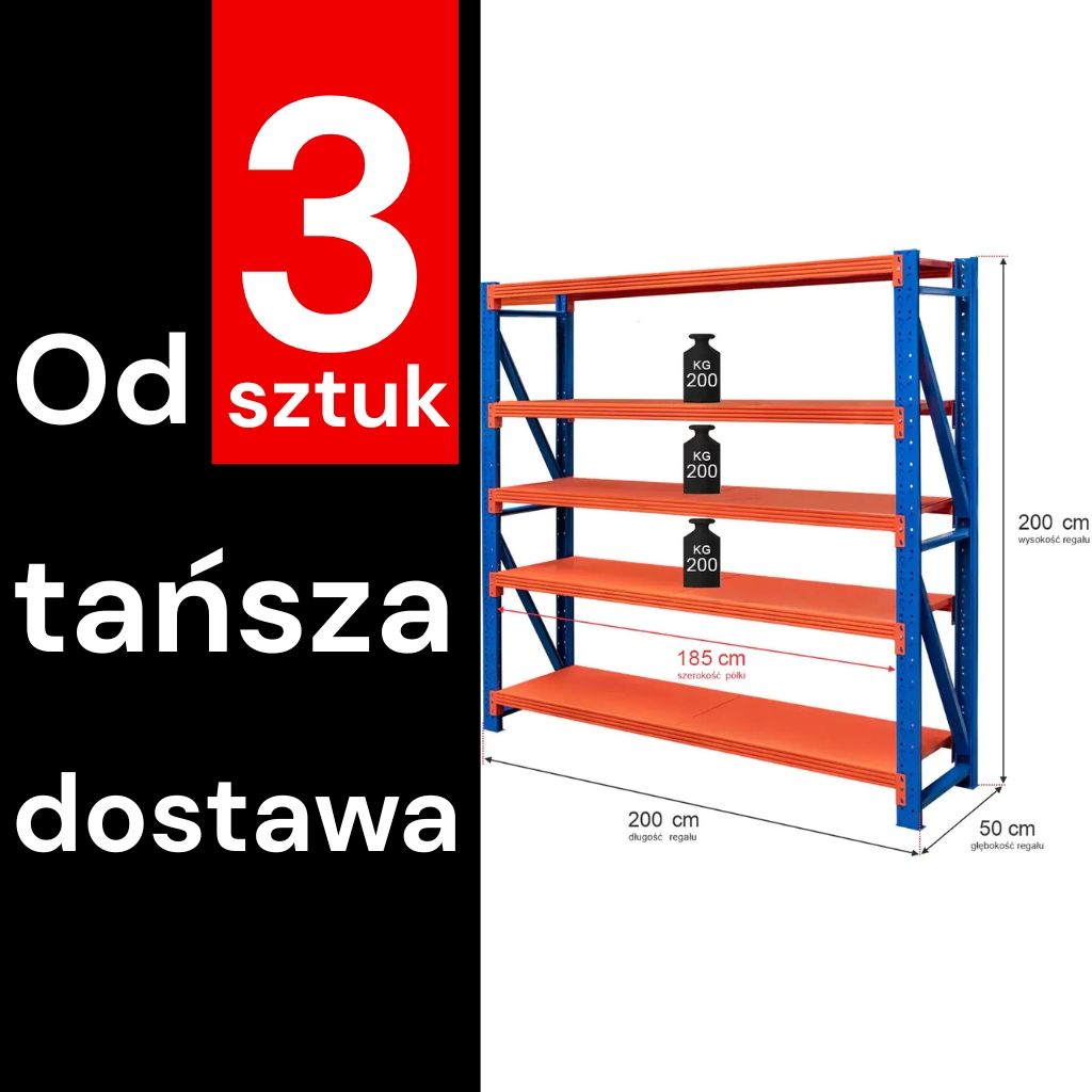 23122025694a75609319f.jpeg Noliktavas plaukts 5 plauktu Mega-M FORTIS LIGHT H-200 cm L-200 cm G-50 cm bāzes modulis (piegāde uz paletēm) N - Image 1