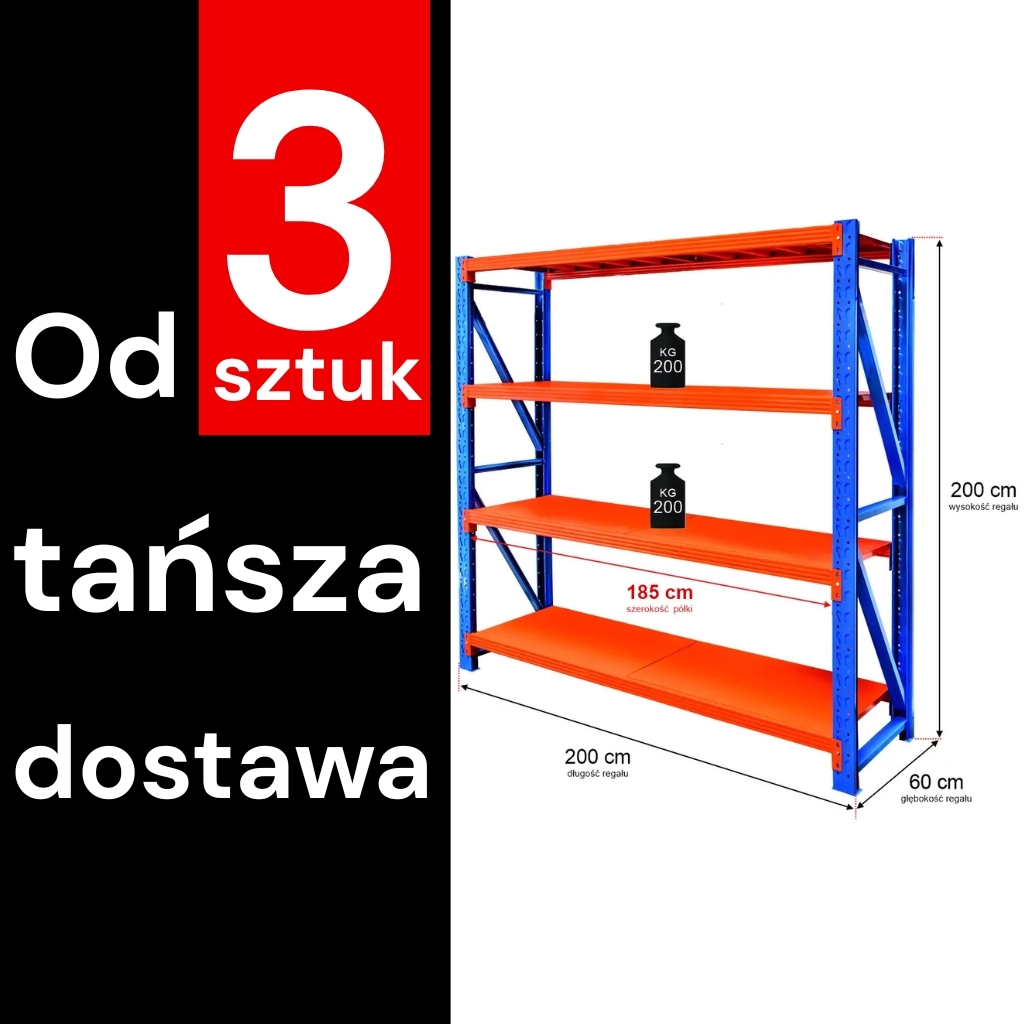 23122025694a7561bf57e.jpeg Noliktavas plaukts 4 plauktu Mega-M FORTIS LIGHT H-200 cm L-200 cm G-60 cm bāzes modulis (palešu piegāde) N - Image 1