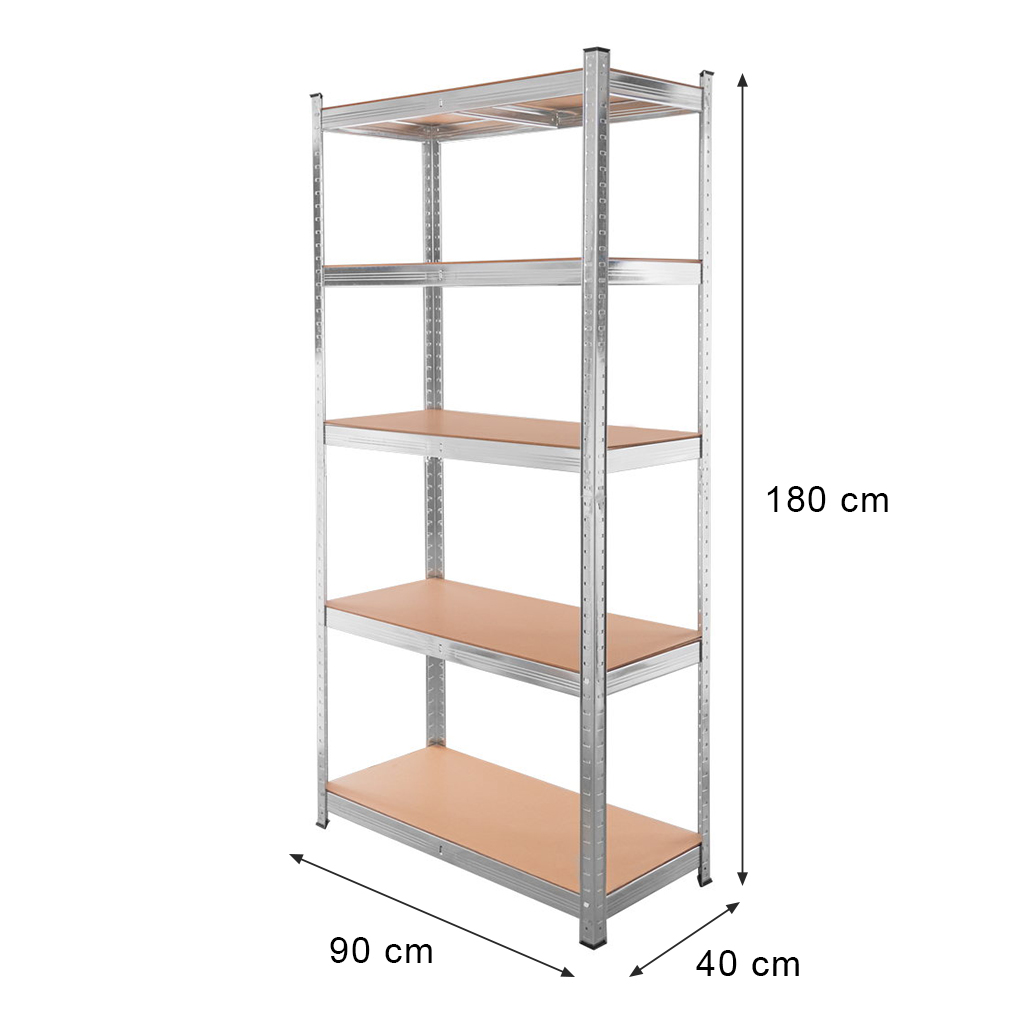 23122025694a75888f7b6.jpeg Noliktavas plaukts Mega-M Basic H-180 cm L-90 cm G-40 cm 5 plaukti no MDF 4 mm (175kg) cinkots N - Image 1