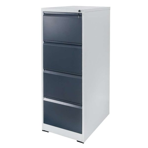 Metāla kartotēkas skapis FURVERO W4S S/G 4 atvilktnes A4 pelēks / grafīta priekšpuse P-45 cm Dz-62 cm A-134 cm saskrūvējams N
