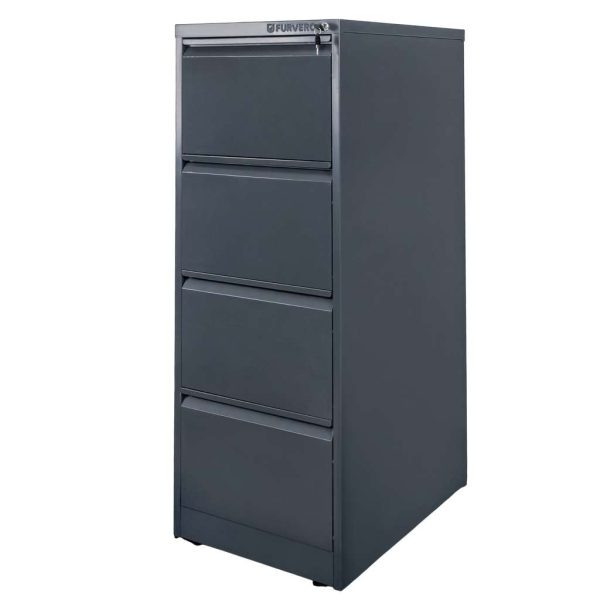 Metāla kartotēkas skapis FURVERO W4S G/G 4 atvilktnes A4 grafīta P-45 cm D-62 cm A-134 cm saskrūvējams N