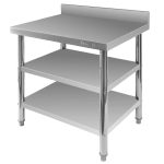 Nerūsējošā tērauda galds pie sienas ar 2 plauktiem Mega-M X STANDARD S-80cm G-60 cm H-85 cm N