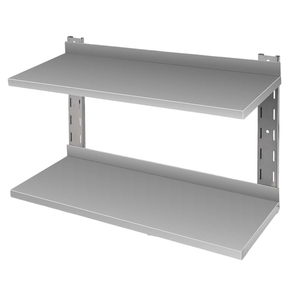 23122025694a75d5679bd.jpeg Nerūsējošā tērauda dubultais sienas plaukts Mega-M S-90 cm G-30 cm H-60 cm N - Image 1