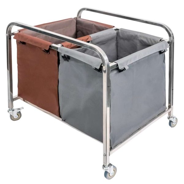 Viesnīcas veļas ratiņi 2-nodalījumu Mega-M S-90 cm G-65 cm H-85 cm zili N