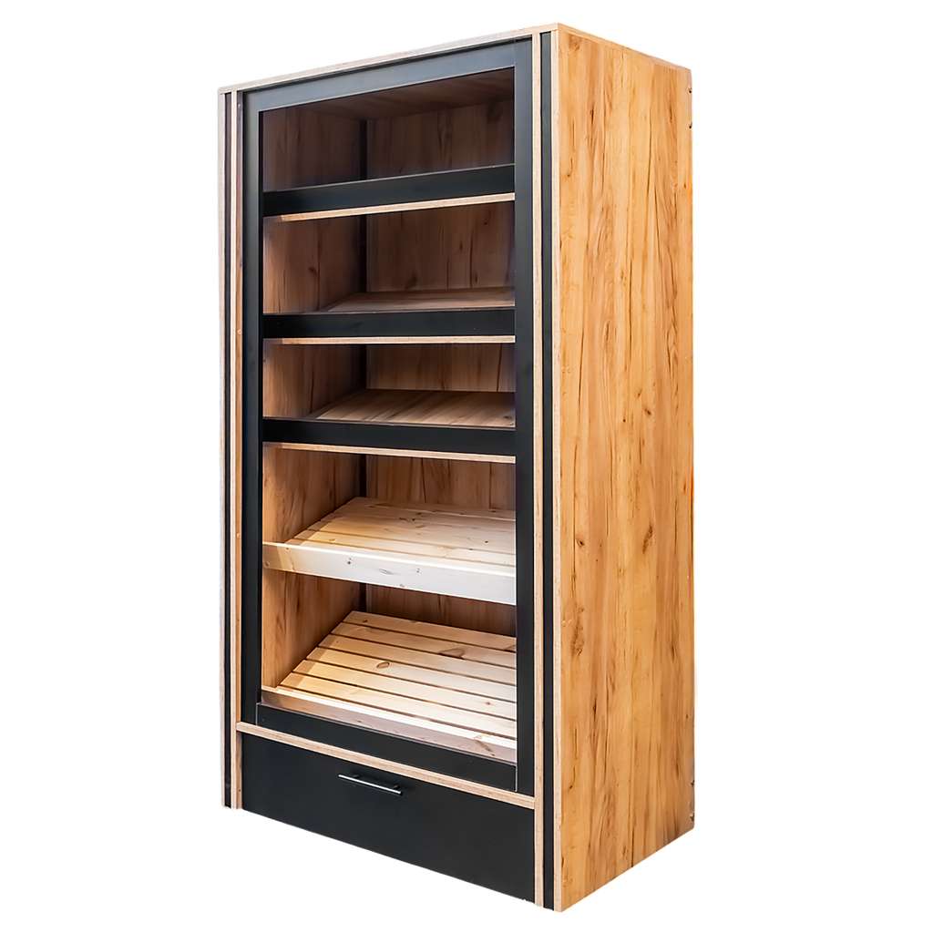 23122025694a76441b791.jpeg Atvērts maizes plaukts Mega-M H- 204 cm L- 110 cm G- 62 cm db kraft / melns N - Image 1