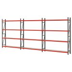 Noliktavas plaukts 4 plauktu Mega-M FORTIS H-240 cm L-784 cm G-60 cm komplekts ( 3 moduļi x 250 cm) N