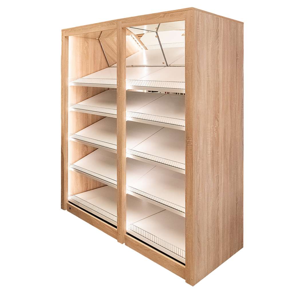 Regal-na-warzywa-owoce-zabudowany-z-lustrem-i-oswietleniem-LED-Mega-M-L-180-G-72-H-210-cm-jasny-szary-dab-sonoma-MPP001858-2 Plaukts ar spoguli un LED apgaismojumu augļiem un dārzeņiem Mega-M A-210 cm G-180 cm Dz-72 cm - Image 1