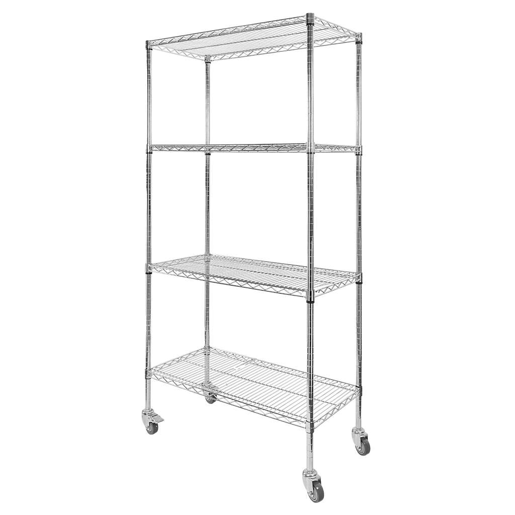 plauktins Hroma stiepļu plaukts uz riteņiem 90x45x180 cm 4 plaukti - Image 1